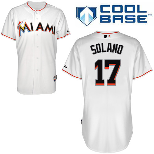 Donovan Solano #17 MLB Jersey-Miami Marlins Men's Authentic Home White Cool Base Baseball Jersey